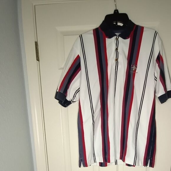 Cutter & Buck M Shrtslvs 100% Cotton Multiclred Strips Logo Polo Men's T- Shirt - Picture 7 of 8